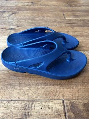 Oofos OOriginal Sandals Recovery Flip Flop Thongs Navy Blue Womens Size 12